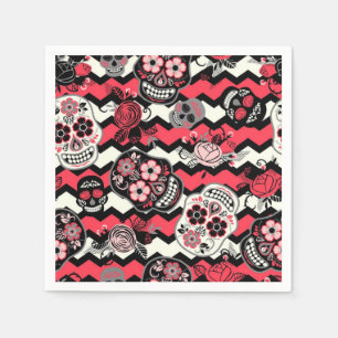 Sugar Skulls And Flowers Pattern Napkin
