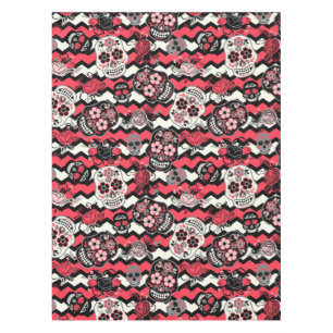Sugar Skulls And Flowers Pattern Tablecloth
