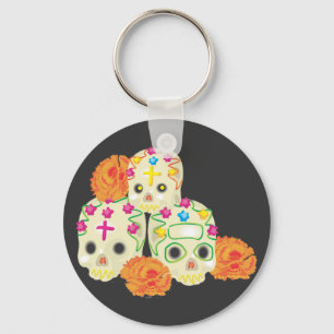 Sugar Skulls and Marigolds Key Ring