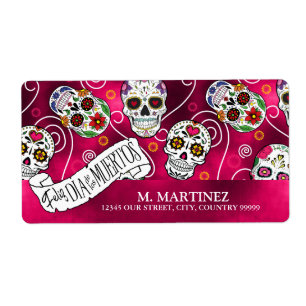 Sugar Skulls and Swirls Rose Red ID725