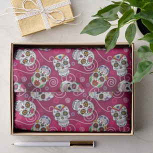 Sugar Skulls and Swirls Rose Red ID725 Tissue Paper
