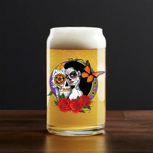 Sugar Skulls Art Nouveau Can Glass (Creator Uploaded)