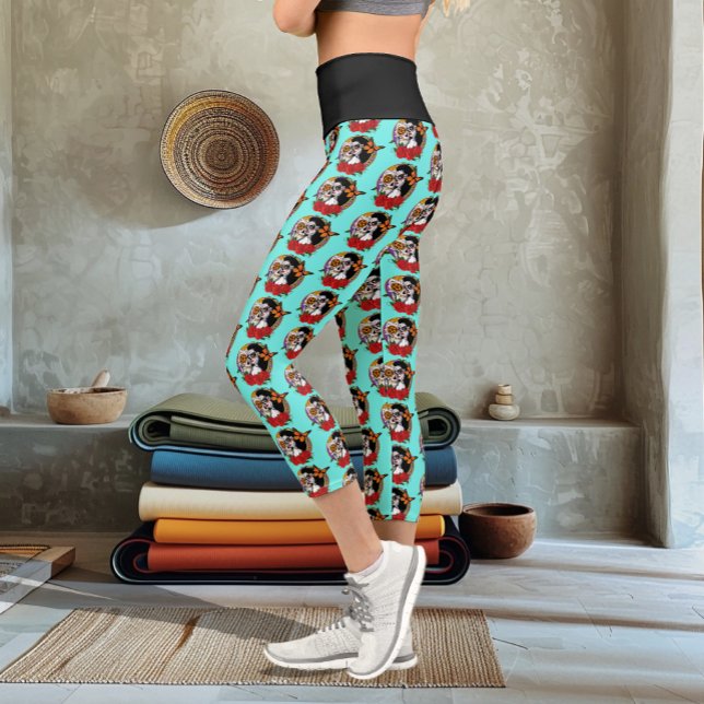 Sugar Skulls Art Nouveau  Capri Leggings (Creator Uploaded)