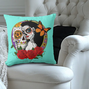 Sugar Skulls Art Nouveau Cushion