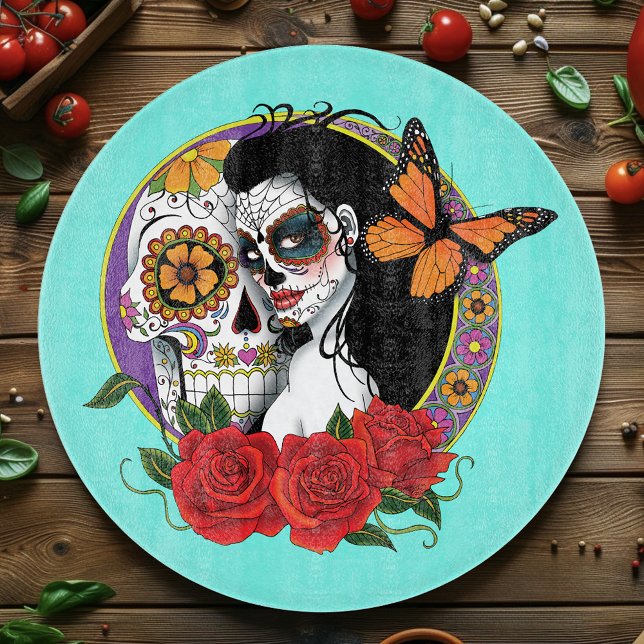 Sugar Skulls Art Nouveau Cutting Board (Creator Uploaded)