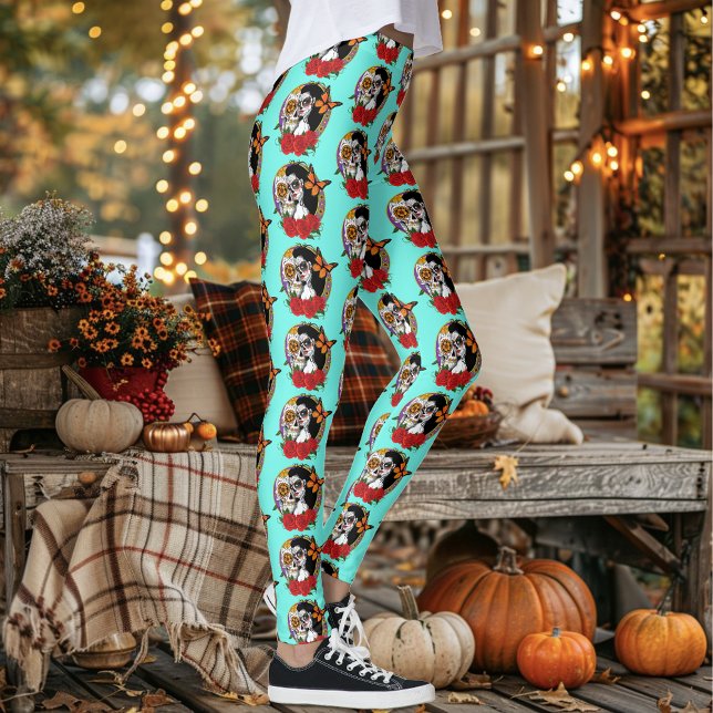 Sugar Skulls Art Nouveau Leggings (Creator Uploaded)