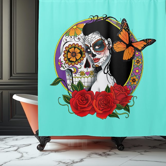 Sugar Skulls Art Nouveau Shower Curtain (Creator Uploaded)
