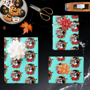 Sugar Skulls Art Nouveau Wrapping Paper Sheet