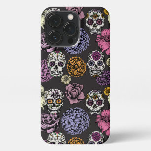 Sugar Skulls Black iPhone 13 Pro Case