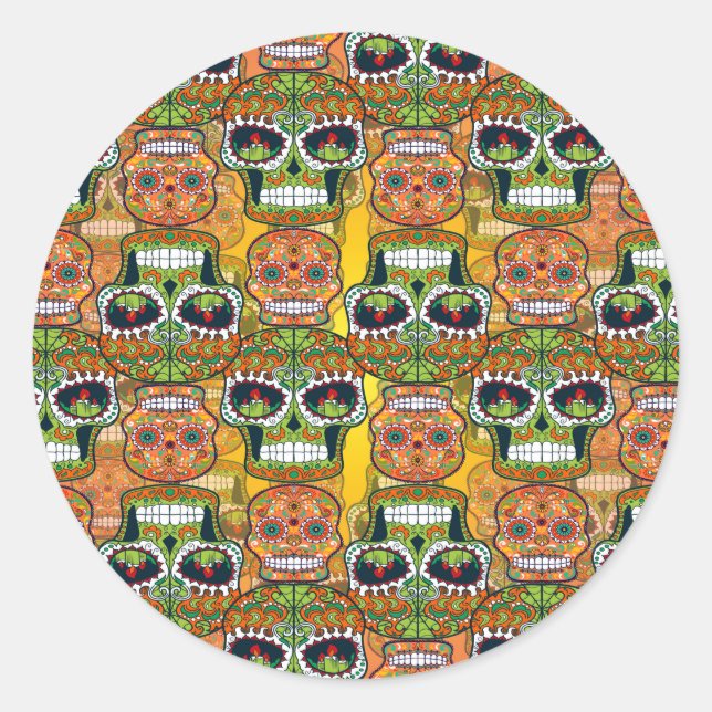 Sugar Skulls Classic Round Sticker (Front)