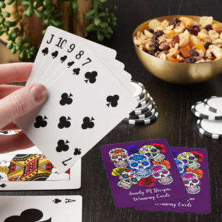 Sugar Skulls Colourful Roses Cinco All Souls Playing Cards