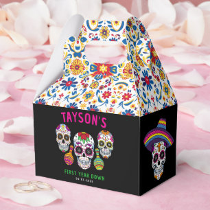 Sugar Skulls Day 1st Birthday Party Colourful Día Favour Box