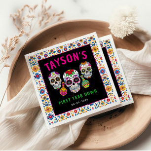 Sugar Skulls Day 1st Birthday Party Colourful Día Napkin