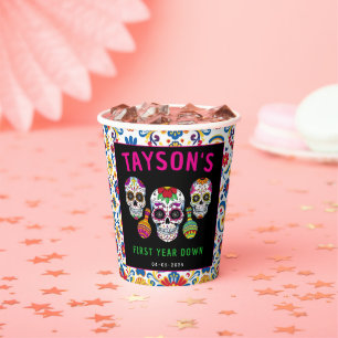 Sugar Skulls Day 1st Birthday Party Colourful Día Paper Cups