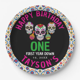 Sugar Skulls Day 1st Birthday Party Colourful Día Paper Plate