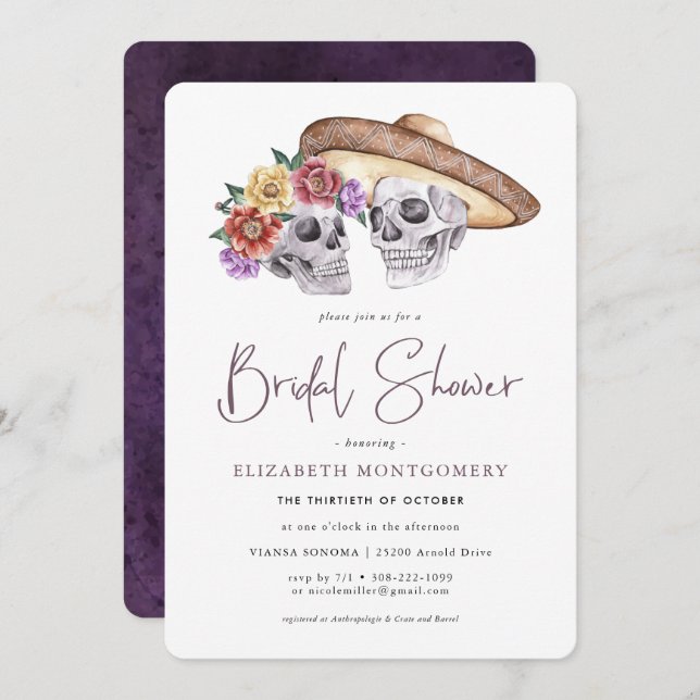 Sugar Skulls Day of the Dead Bridal Shower (Front/Back)