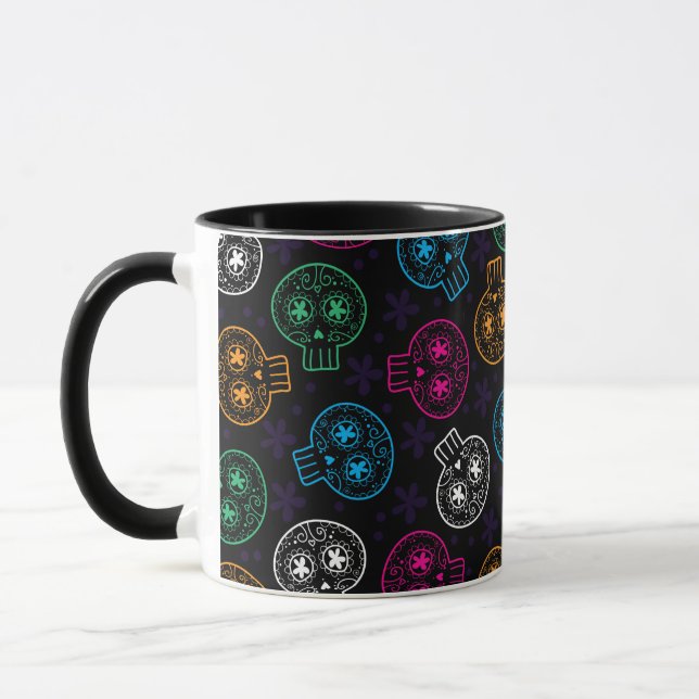 Sugar Skulls Day of the Dead Calaveritas Mug (Left)