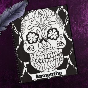 Sugar Skulls Day of the Dead Lattice Line Art Note Notebook