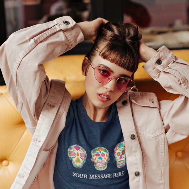 Sugar Skulls Dia De Los Muertos Custom Tri-Blend Shirt (Creator Uploaded)