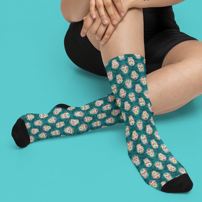 Sugar Skulls Dia De Los Muertos Socks (Creator Uploaded)