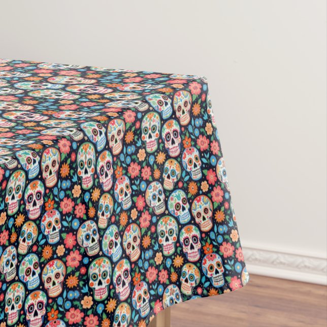 Sugar Skulls Dia de Los Muertos Tablecloth (In Situ)