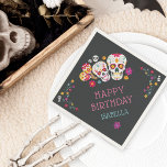 Sugar Skulls Dia de Muertos Theme Birthday Party Napkin<br><div class="desc">These spooky cool personalised birthday party napkins are designed to match our Dia de los Muertos celebration collection. Perfect for Day of the Dead theme parties,  or birthdays falling near Halloween or All Souls Day,  napkins feature intricately decorated sugar skulls and flowers with two lines of custom text.</div>