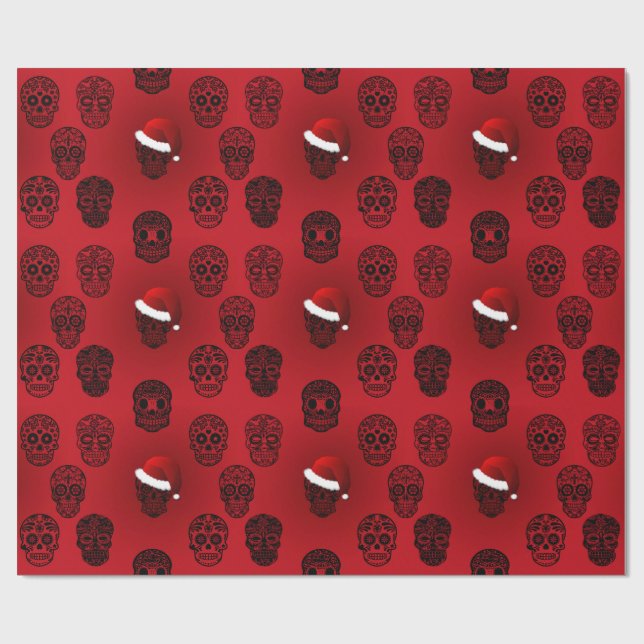 Sugar Skulls Goth Holiday Wrapping Paper (Flat)