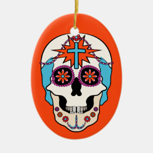 Sugar Skulls Graphic Ceramic Tree Decoration