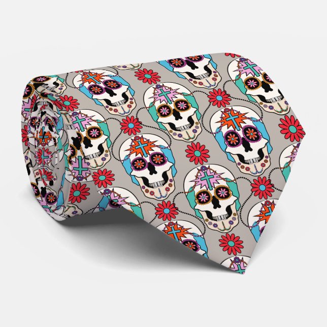 Sugar Skulls Graphic Tie (Rolled)