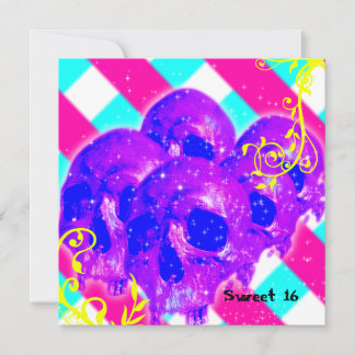 Sugar Skulls Harajuku Goth Birthday Invitation