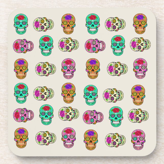 Sugar Skulls Hard plastic coaster (Front)