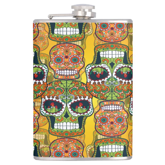 Sugar Skulls Hip Flask (Front)