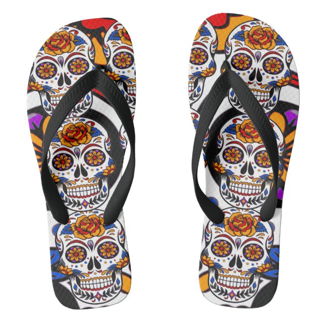 Sugar Skulls Holidays Pattern Jandals (Footbed)