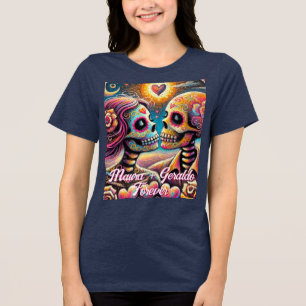 Sugar Skulls in Love Chalk Pastel Personalised Tri-Blend Shirt