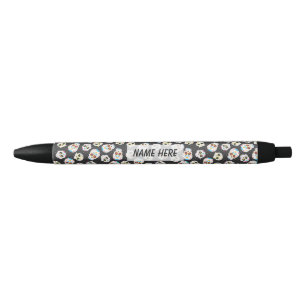 Sugar Skulls on Black with Polka Dots Personalised Ink Pen