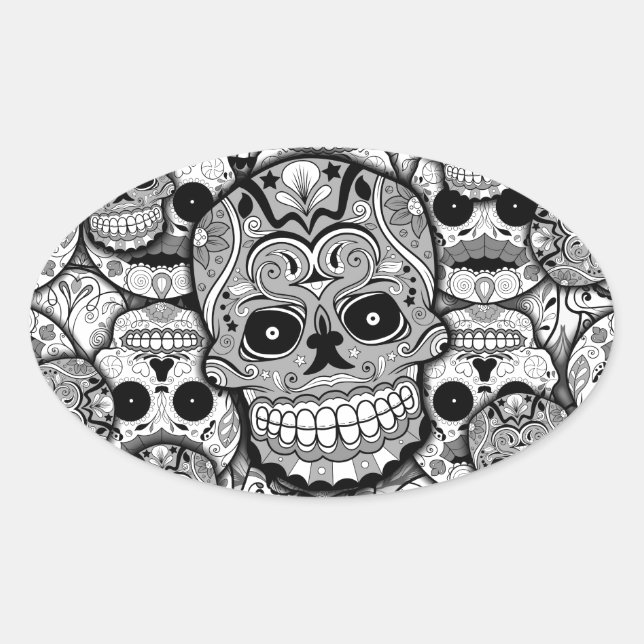 Sugar Skulls Oval Sticker (Front)