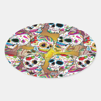 Sugar Skulls Oval Sticker