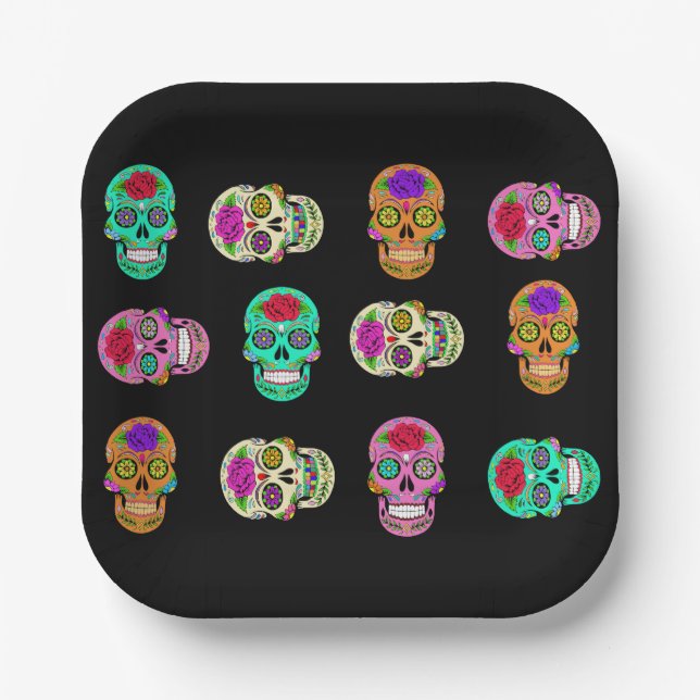 Sugar Skulls  Paper Plate (Front)