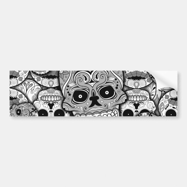 Sugar Skulls Pattern Bumper Sticker (Front)