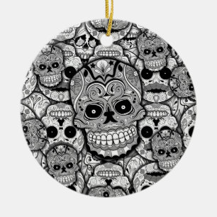 Sugar Skulls Pattern Ceramic Tree Decoration