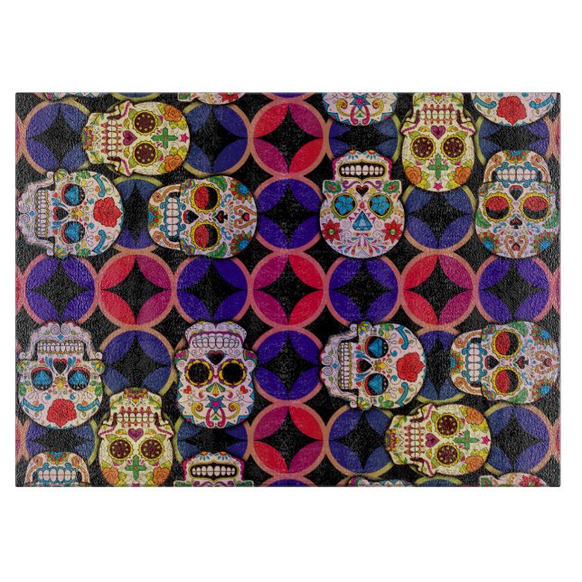 Sugar Skulls Pattern Cutting Board (Front)