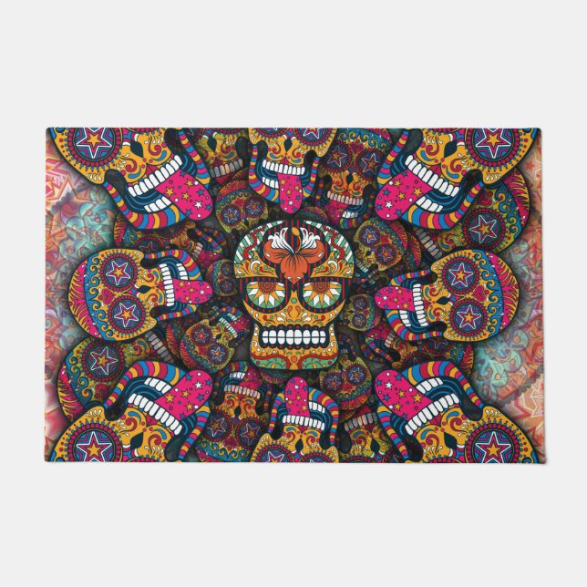 Sugar Skulls Pattern Doormat (Front)
