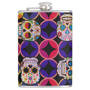 Sugar Skulls Pattern Hip Flask