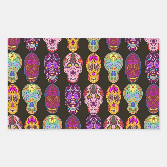 Sugar Skulls Pattern in 5 Different Styles Rectangular Sticker (Front)