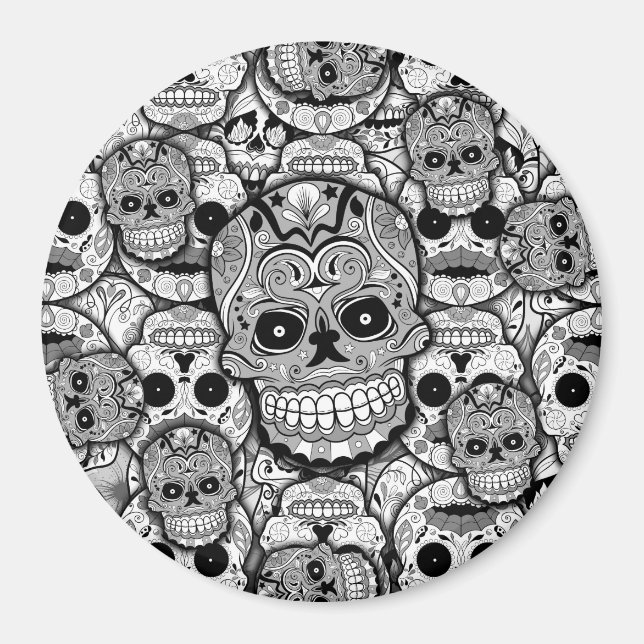 Sugar Skulls Pattern Magnet (Front)
