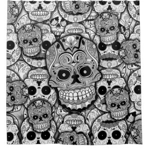 Sugar Skulls Pattern Shower Curtain