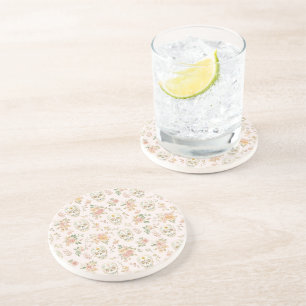 Sugar Skulls Peach Flowers Coaster