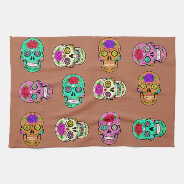Sugar Skulls  Tea Towel (Horizontal)