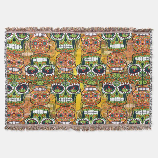 Sugar Skulls Throw Blanket (Front)