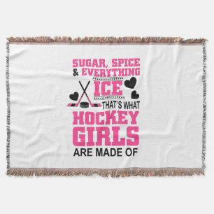 sugar spice and everything ice girls hockey throw blanket